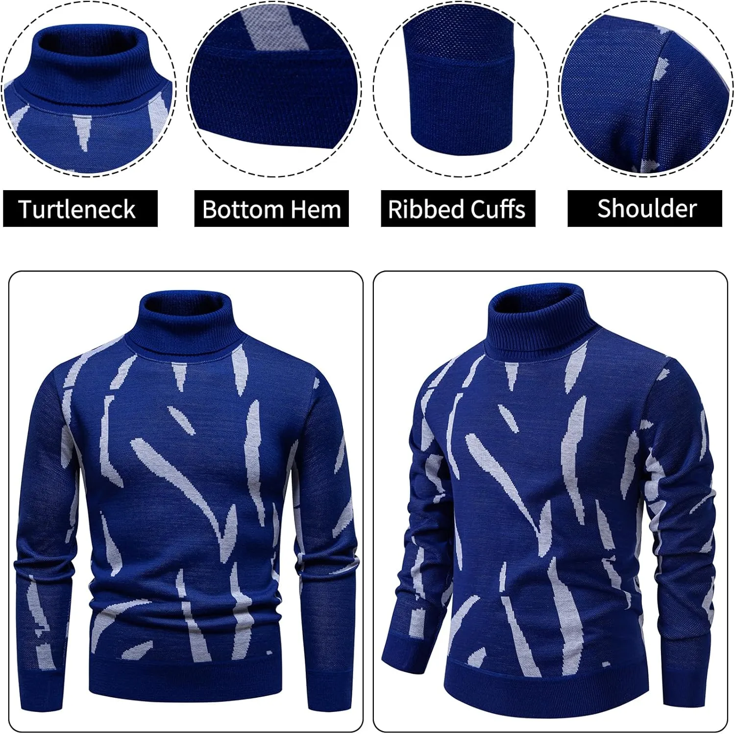 Mylldey Mens Turtleneck Sweaters Cable Knit Long Sleeve Men's Pullover Sweaters