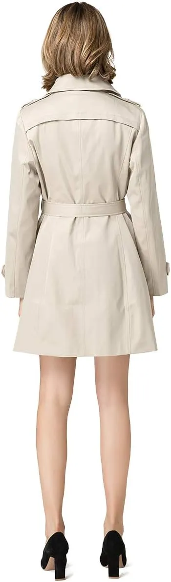 NANJUN Women's Double-Breasted Trench Coat Classic Lapel Overcoat Slim Outerwear Waterproof Coat with Belt Buckle