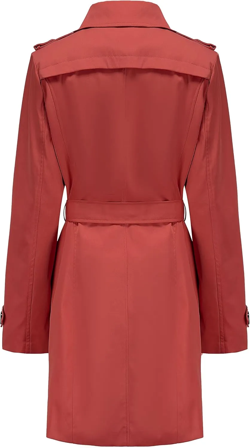 NANJUN Women's Double-Breasted Trench Coat Classic Lapel Overcoat Slim Outerwear Waterproof Coat with Belt Buckle