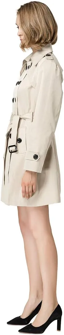 NANJUN Women's Double-Breasted Trench Coat Classic Lapel Overcoat Slim Outerwear Waterproof Coat with Belt Buckle