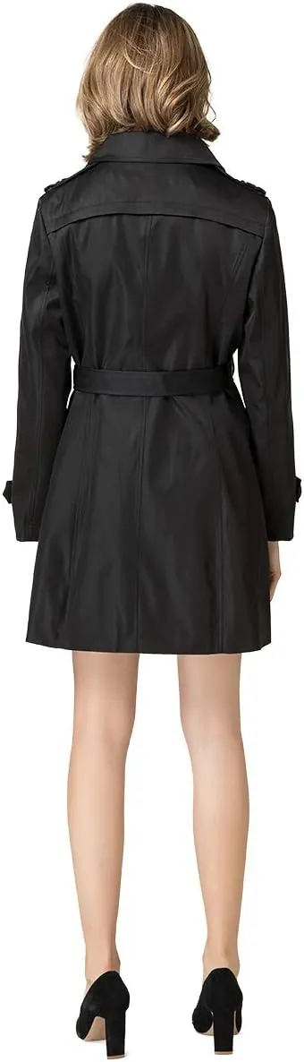 NANJUN Women's Double-Breasted Trench Coat Classic Lapel Overcoat Slim Outerwear Waterproof Coat with Belt Buckle