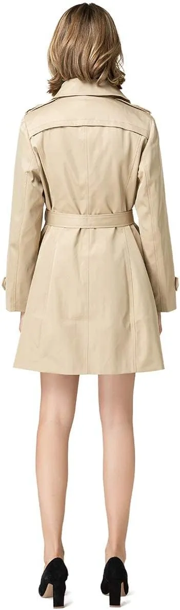 NANJUN Women's Double-Breasted Trench Coat Classic Lapel Overcoat Slim Outerwear Waterproof Coat with Belt Buckle