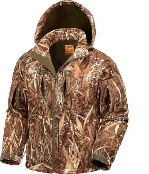 NEW VIEW Camo Hunting Jackets for Men, Warm Fleece Lined Hunting Jacket with Hood, Quiet Water Resistant Hunting Clothes