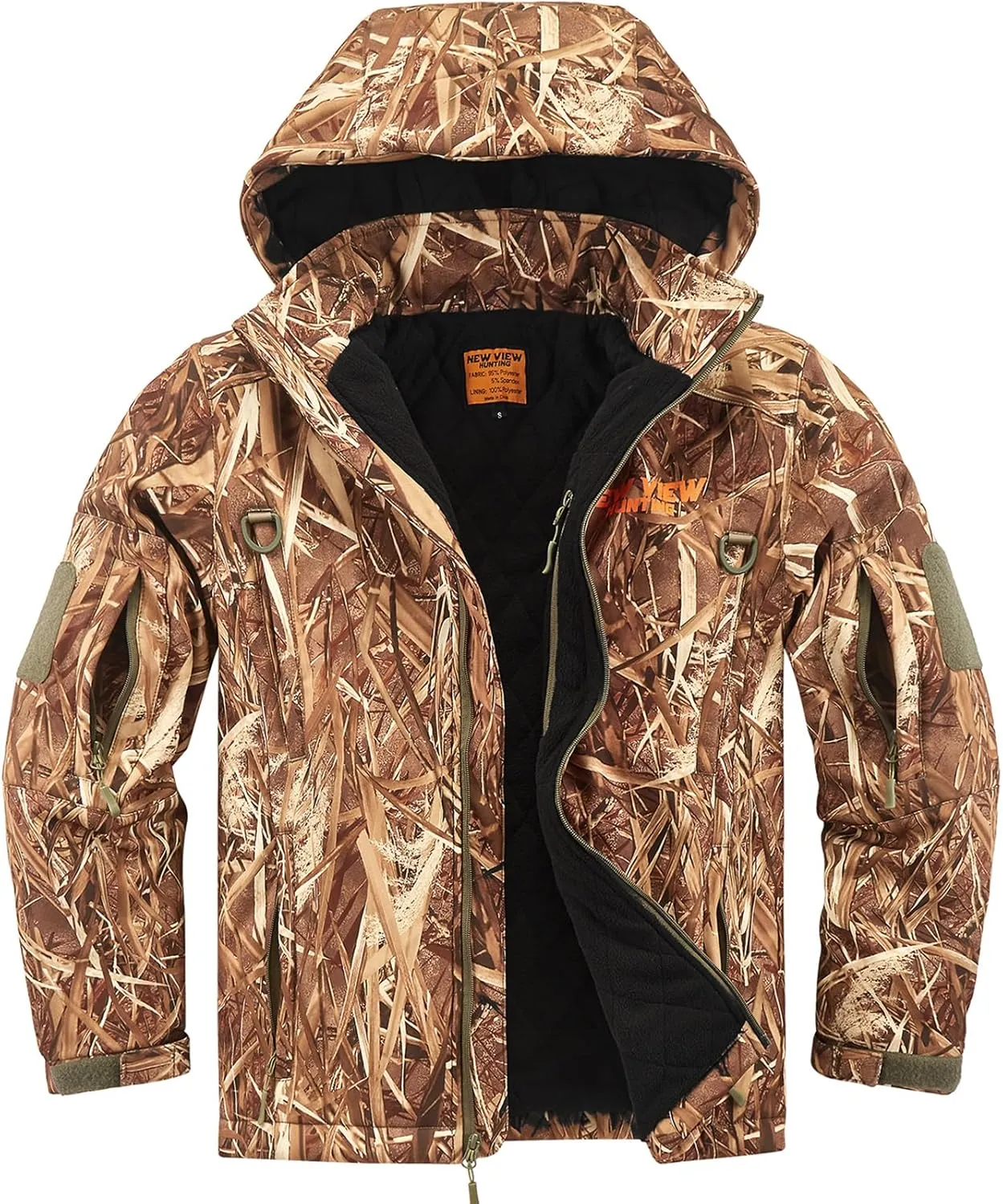 NEW VIEW Insulated Hunting Jacket for Men Cold Weather, Warm Camo Hunting Jackets with Hood, Water Resistant Hunting Clothes