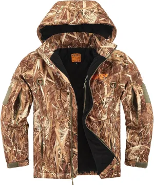 NEW VIEW Insulated Hunting Jacket for Men Cold Weather, Warm Camo Hunting Jackets with Hood, Water Resistant Hunting Clothes