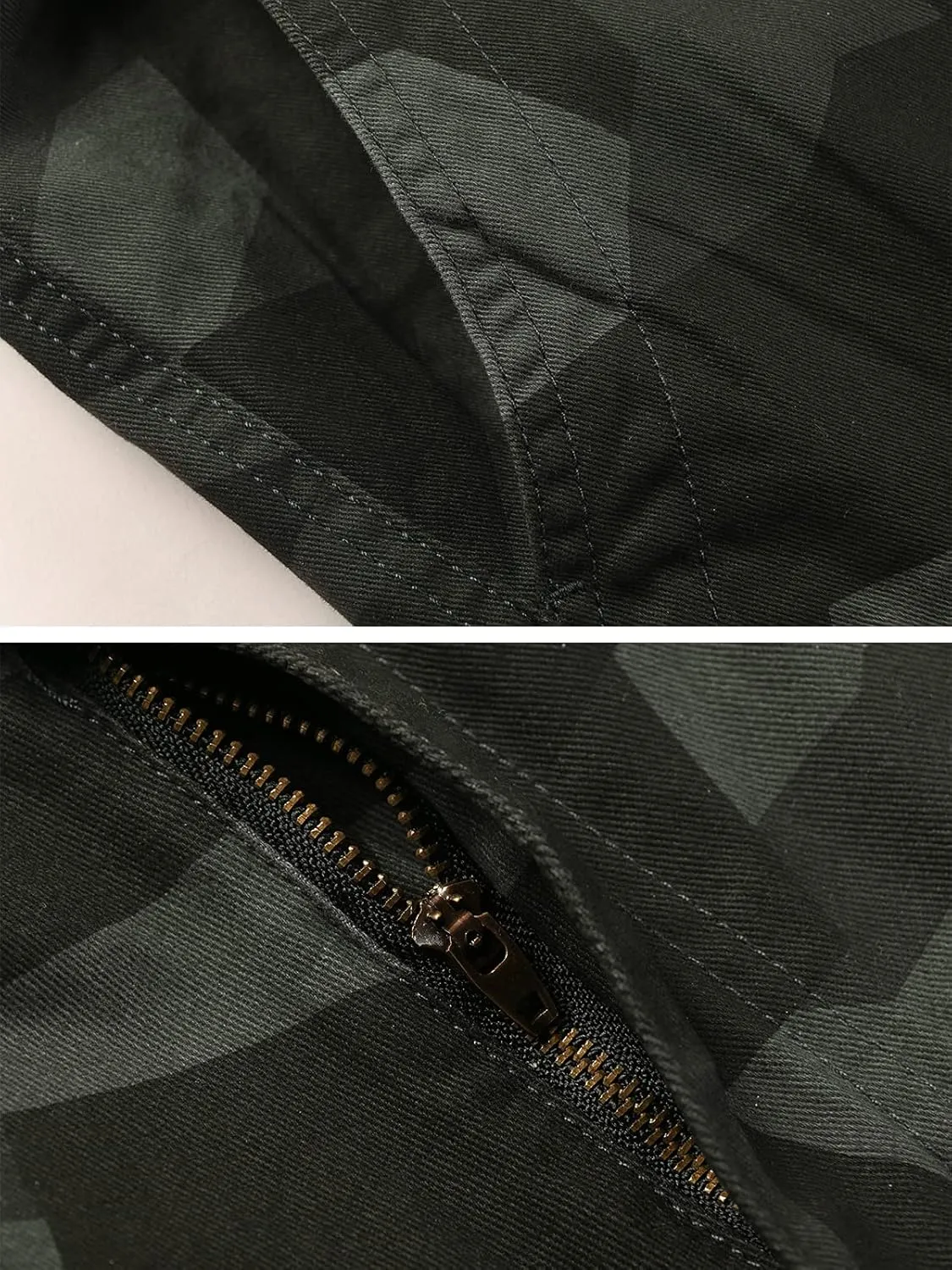 OCHENTA Men's Cotton Casual Cargo Work Pants Baggy Camo Tactical Combat Trousers with 8 Pockets (No Belt)