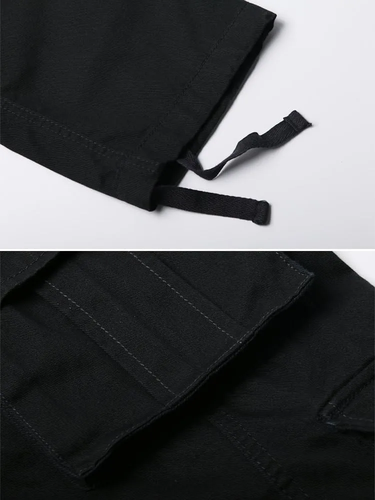 OCHENTA Men's Cotton Casual Cargo Work Pants Baggy Camo Tactical Combat Trousers with 8 Pockets (No Belt)
