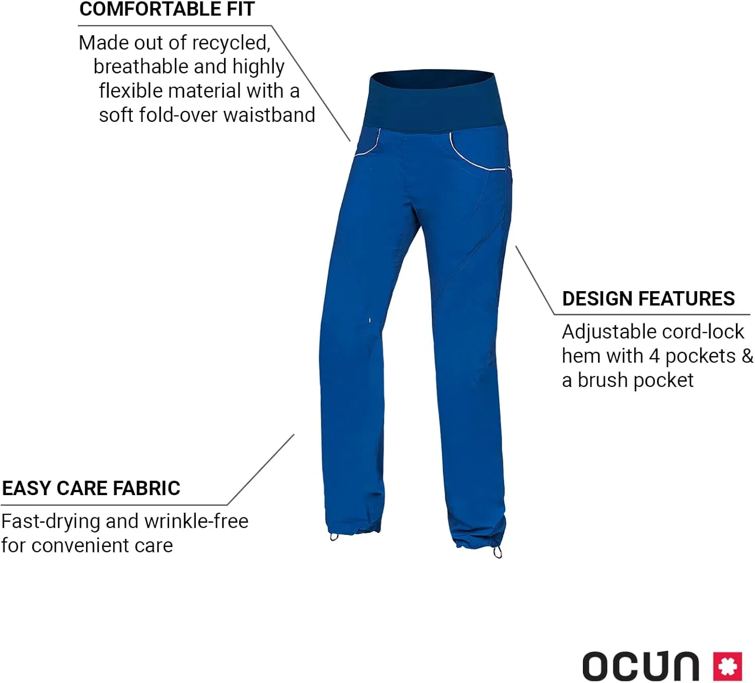 Ocun Women's Noya Pants & Jeans | Lightweight Breathable Pants for Rock Climbing and Bouldering