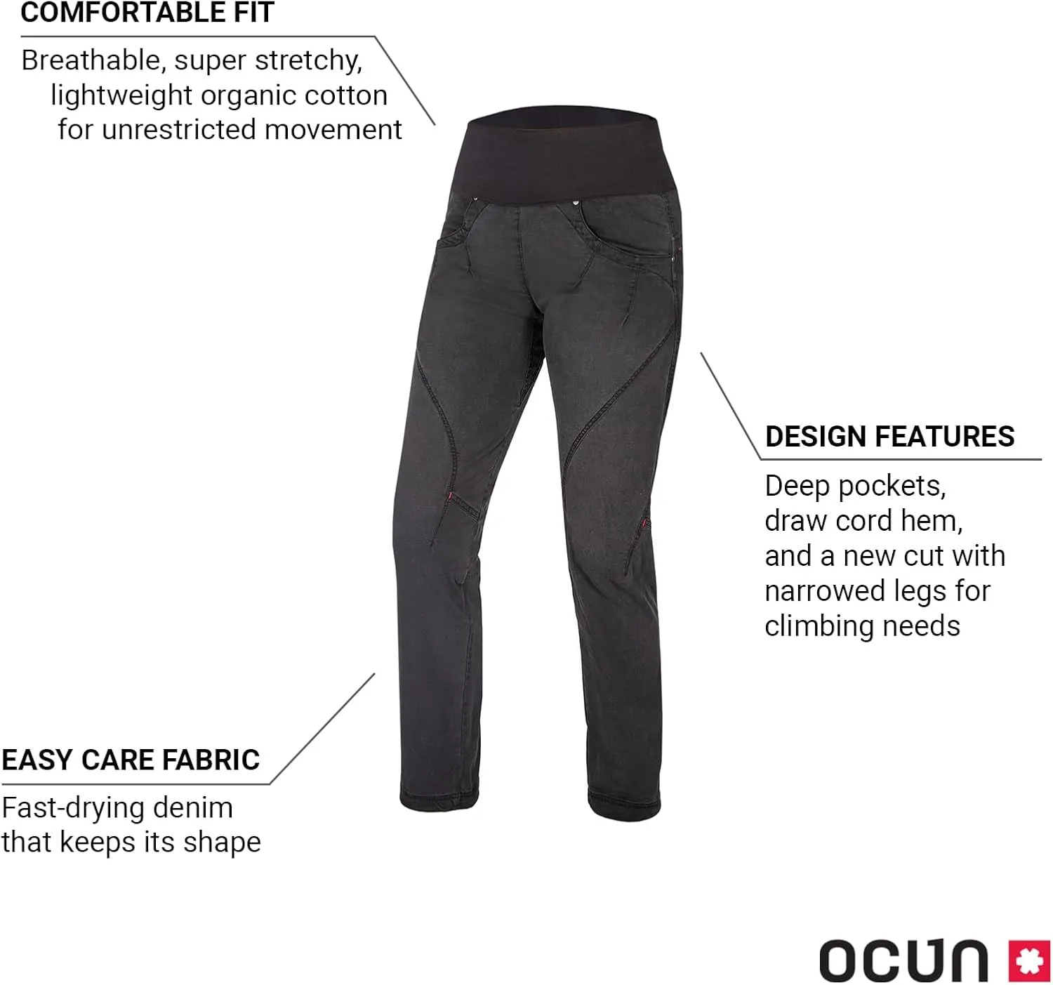 Ocun Women's Noya Pants & Jeans | Lightweight Breathable Pants for Rock Climbing and Bouldering