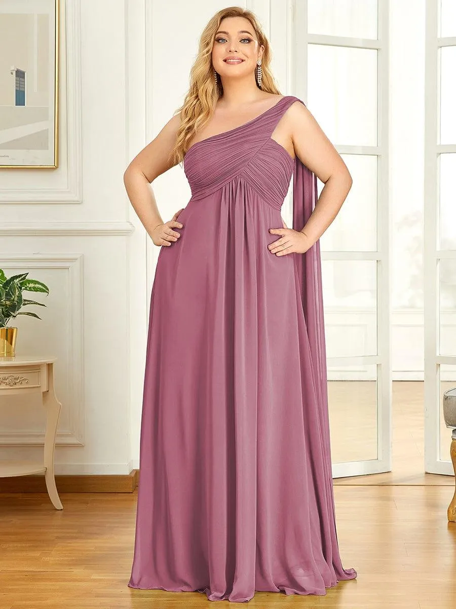 One Shoulder Pleated Chiffion Bridesmaid Sleeves