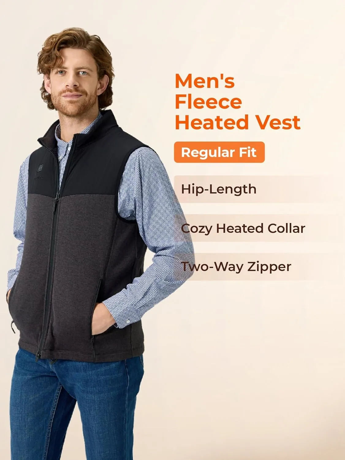 ORORO Men's Lightweight Heated Sweater Fleece Vest with 4 Heat Zones, Heated Recycled Fleece Vest (Charger Not Included)