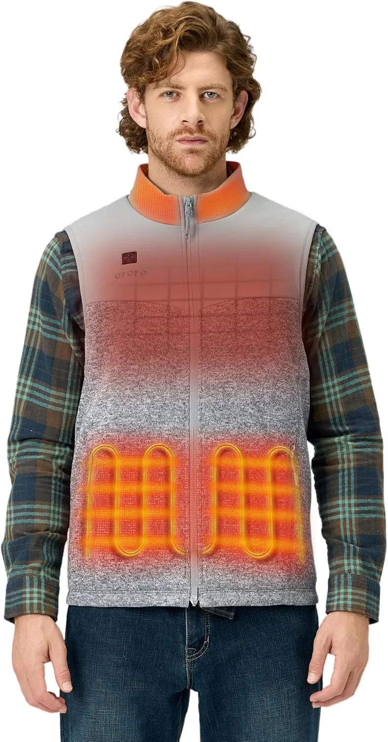 ORORO Men's Lightweight Heated Sweater Fleece Vest with 4 Heat Zones, Heated Recycled Fleece Vest (Charger Not Included)