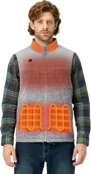 ORORO Men's Lightweight Heated Sweater Fleece Vest with 4 Heat Zones, Heated Recycled Fleece Vest (Charger Not Included)