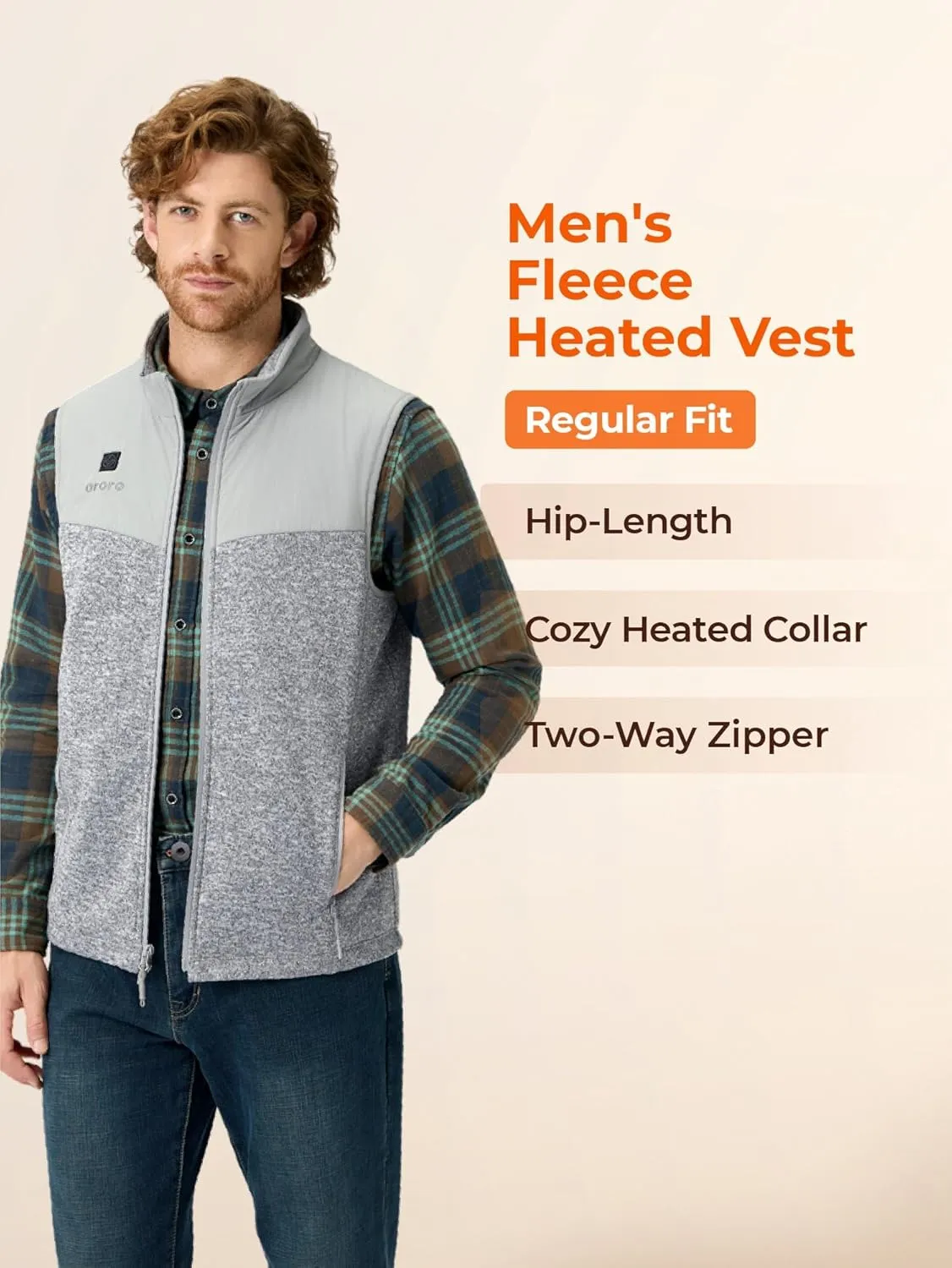 ORORO Men's Lightweight Heated Sweater Fleece Vest with 4 Heat Zones, Heated Recycled Fleece Vest (Charger Not Included)