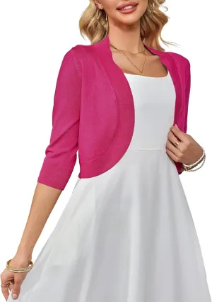Othyroce Women's Cropped Cardigan Sweaters Long Sleeve Open Front Bolero Shrug Sweaters Jacket for Dresses