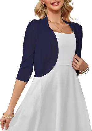 Othyroce Women's Cropped Cardigan Sweaters Long Sleeve Open Front Bolero Shrug Sweaters Jacket for Dresses