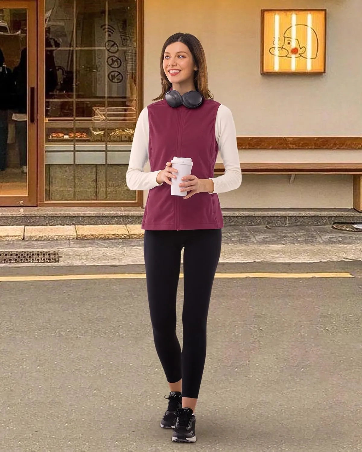 Outdoor Ventures Women's Fleece Vest, Zip Up Lightweight Soft Running Vest Outerwear Sleeveless with Pockets