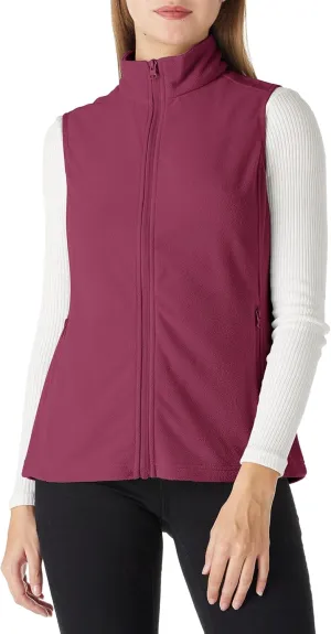 Outdoor Ventures Women's Fleece Vest, Zip Up Lightweight Soft Running Vest Outerwear Sleeveless with Pockets