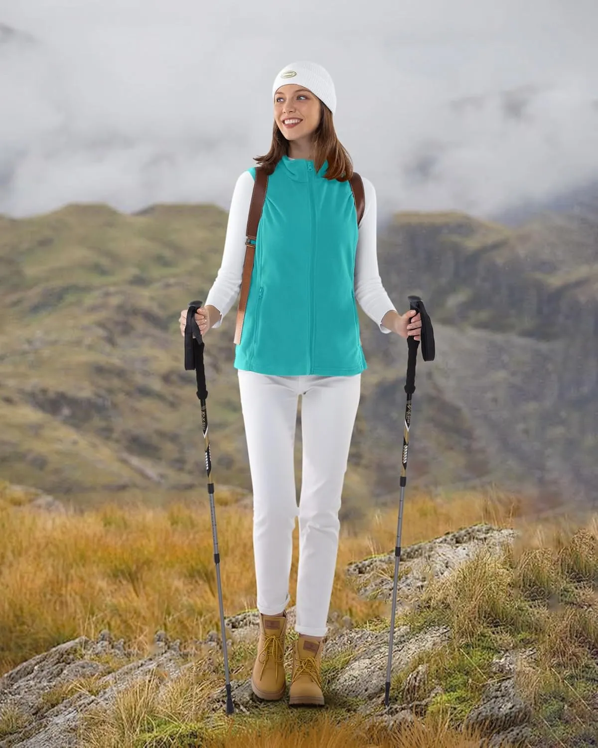 Outdoor Ventures Women's Fleece Vest, Zip Up Lightweight Soft Running Vest Outerwear Sleeveless with Pockets