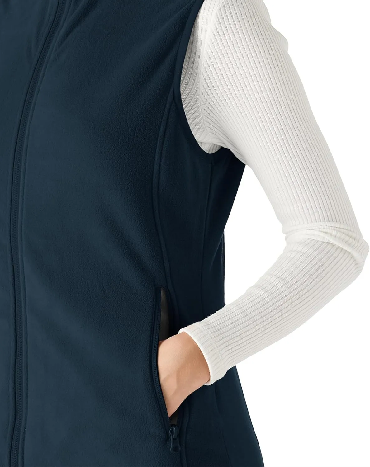 Outdoor Ventures Women's Fleece Vest, Zip Up Lightweight Soft Running Vest Outerwear Sleeveless with Pockets