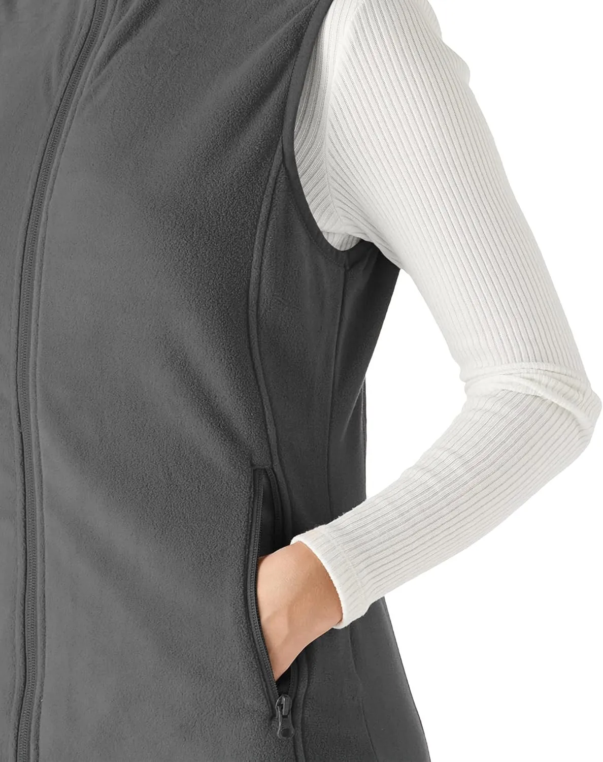 Outdoor Ventures Women's Fleece Vest, Zip Up Lightweight Soft Running Vest Outerwear Sleeveless with Pockets
