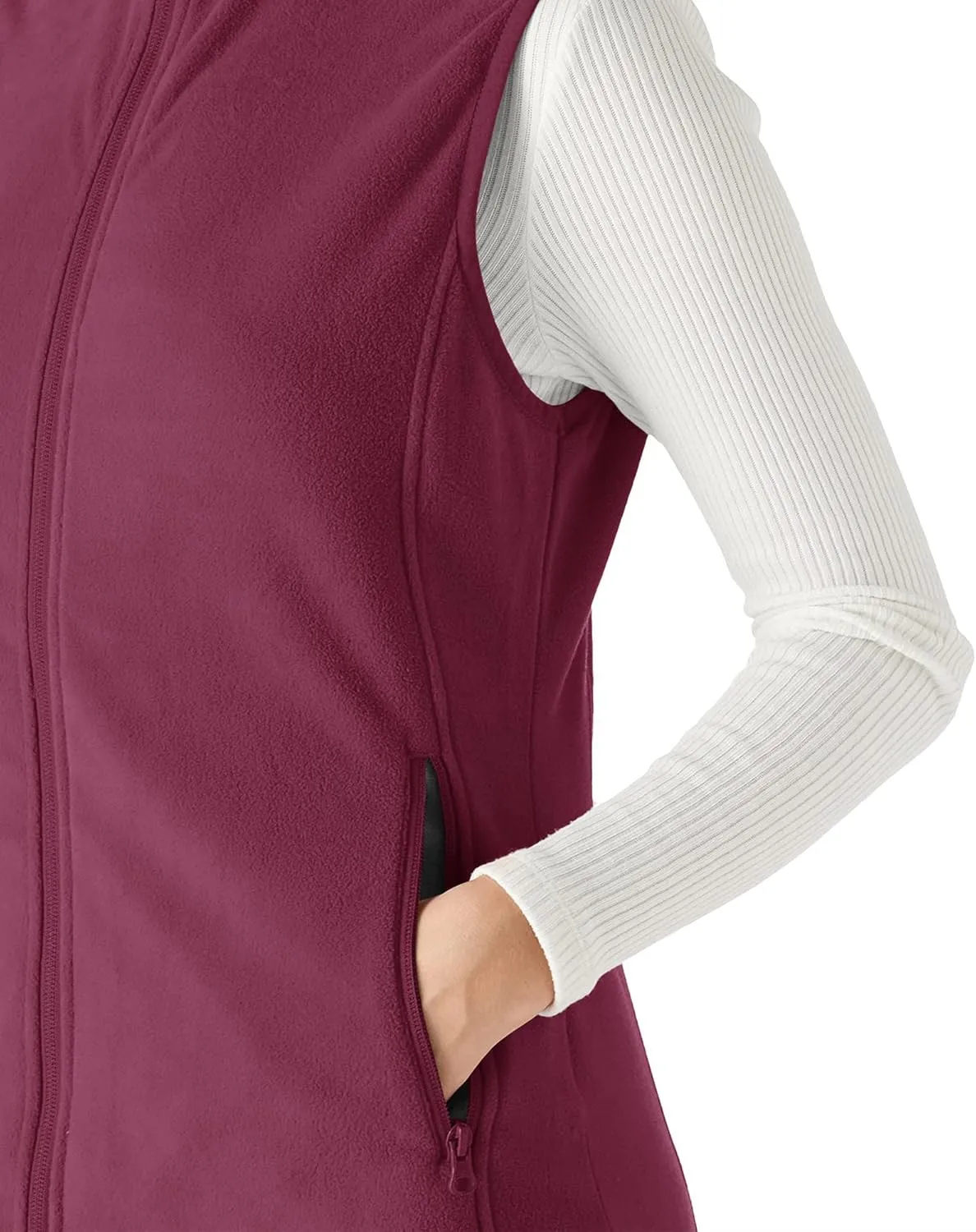 Outdoor Ventures Women's Fleece Vest, Zip Up Lightweight Soft Running Vest Outerwear Sleeveless with Pockets
