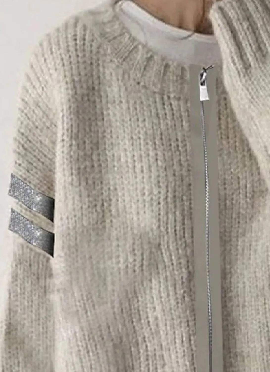 Oversized Plain Crewneck Zippered Cardigan Sweaters for Women 2024 Winter Fashion Long Sleeve Casual Knitted Tops