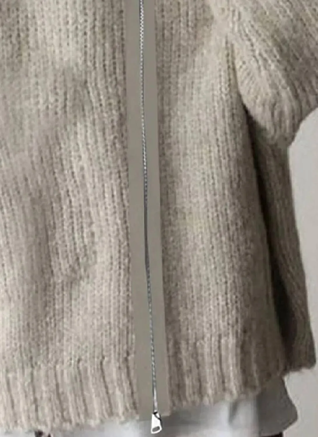Oversized Plain Crewneck Zippered Cardigan Sweaters for Women 2024 Winter Fashion Long Sleeve Casual Knitted Tops