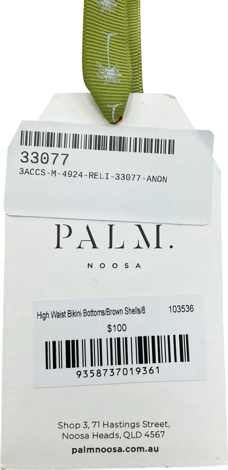 Palm Noosa High Waist Bikini Bottoms In Brown Shell UK 8