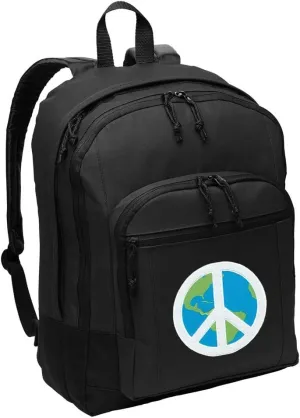 Peace Sign Backpack CLASSIC Style World Peace Backpack Laptop Sleeve