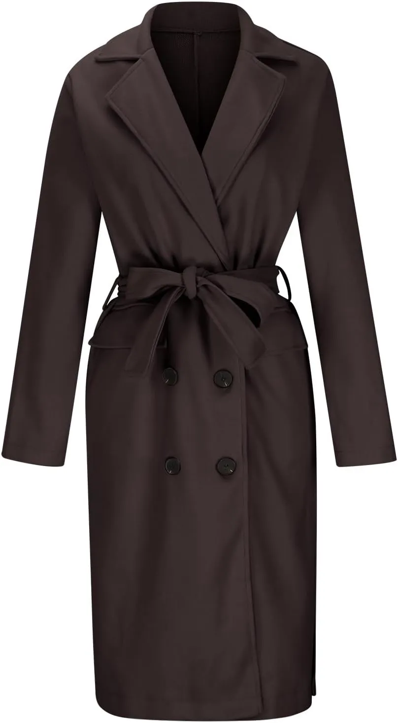 Peacoat Womens Coat, Long Classic Overcoat Double Breasted Elegant Outdoor Jackets Winter Trench Outerwear