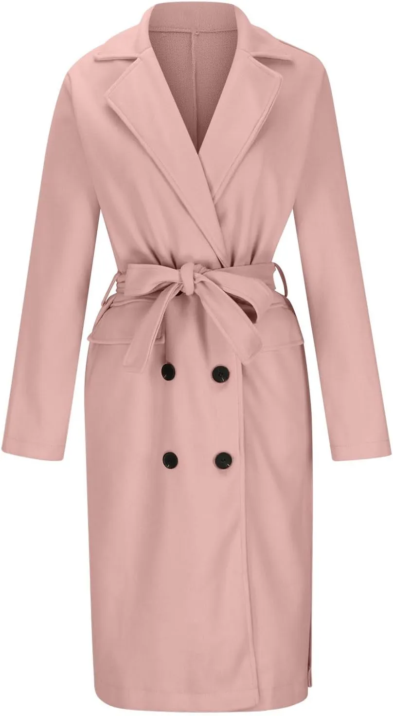 Peacoat Womens Coat, Long Classic Overcoat Double Breasted Elegant Outdoor Jackets Winter Trench Outerwear