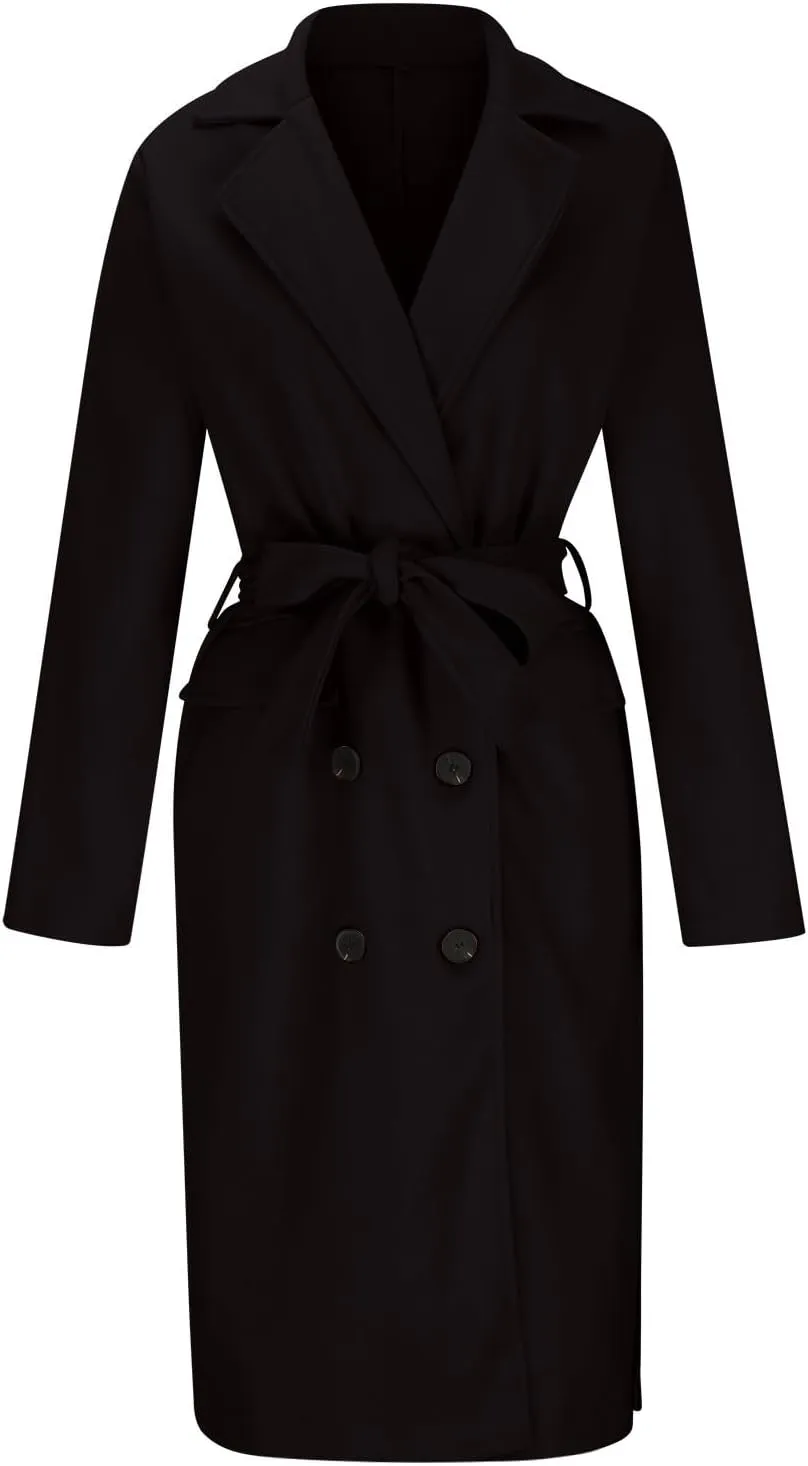 Peacoat Womens Coat, Long Classic Overcoat Double Breasted Elegant Outdoor Jackets Winter Trench Outerwear