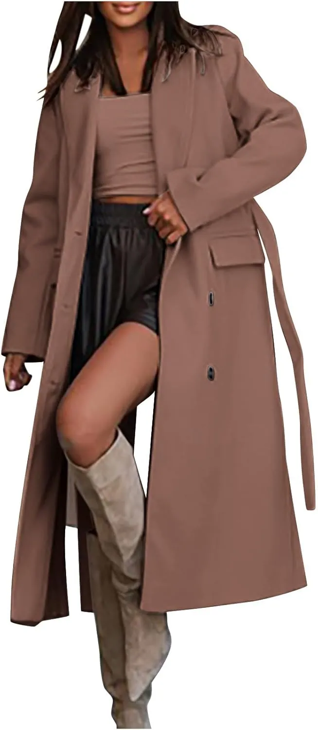 Peacoat Womens Coat, Long Classic Overcoat Double Breasted Elegant Outdoor Jackets Winter Trench Outerwear