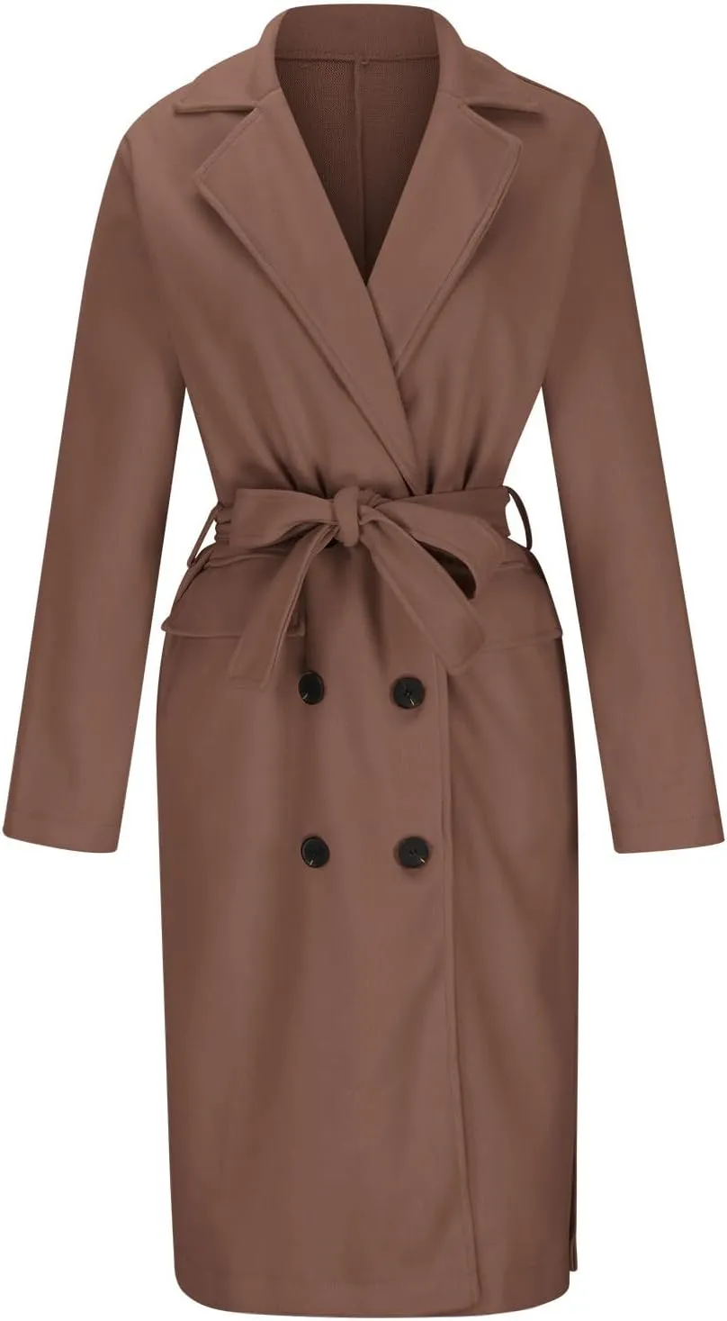Peacoat Womens Coat, Long Classic Overcoat Double Breasted Elegant Outdoor Jackets Winter Trench Outerwear