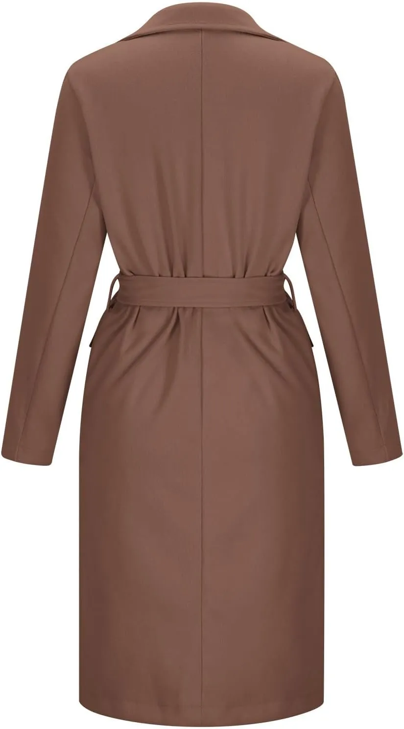 Peacoat Womens Coat, Long Classic Overcoat Double Breasted Elegant Outdoor Jackets Winter Trench Outerwear