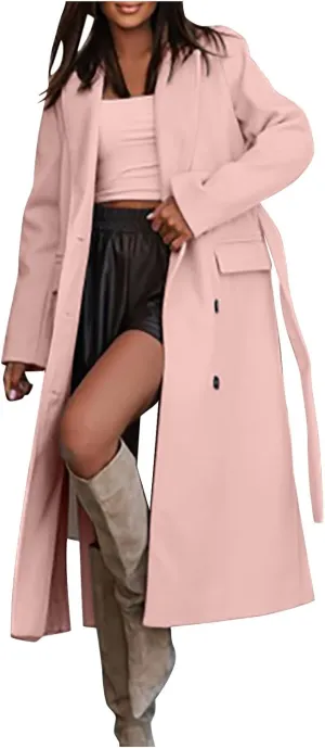 Peacoat Womens Coat, Long Classic Overcoat Double Breasted Elegant Outdoor Jackets Winter Trench Outerwear