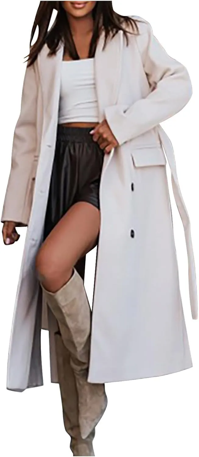 Peacoat Womens Coat, Long Classic Overcoat Double Breasted Elegant Outdoor Jackets Winter Trench Outerwear