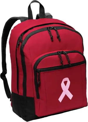 Pink Ribbon Backpack MEDIUM CLASSIC Style With Laptop Sleeve