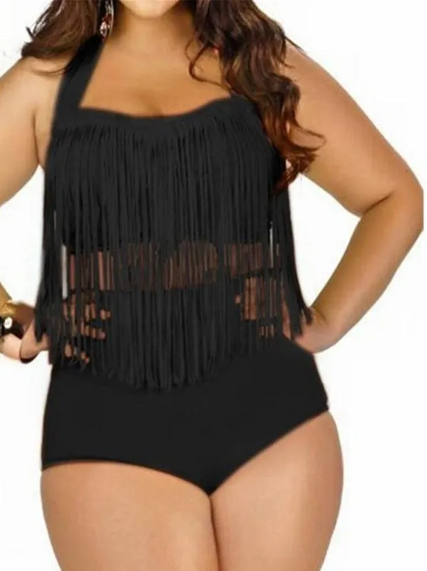 Plus Size Fringed Bikini Set