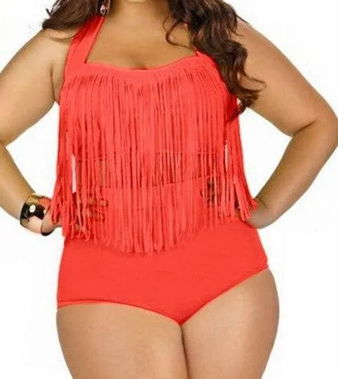 Plus Size Fringed Bikini Set