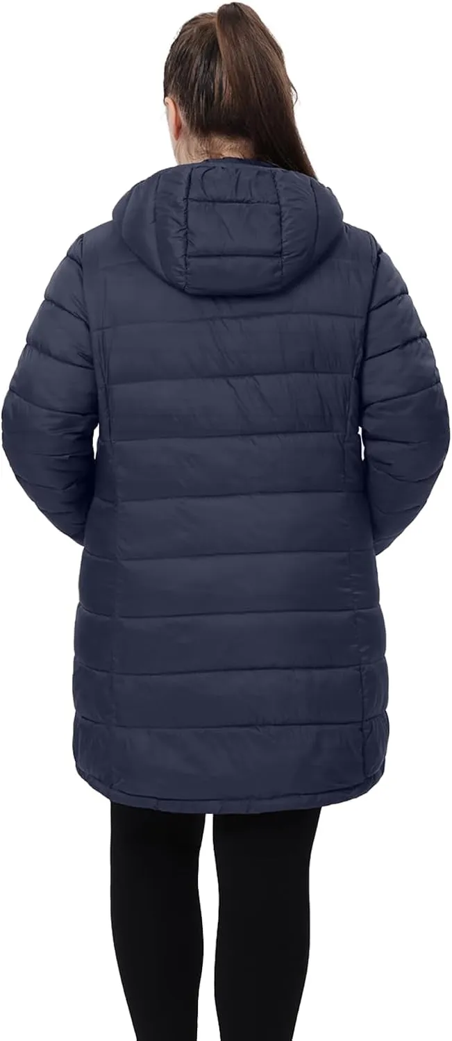 Plus Size Women Packable Puffer Jacket 1X-6X Water-Resistant Lightweight Coat Detachable Hood(Exclusively for Plus Size)