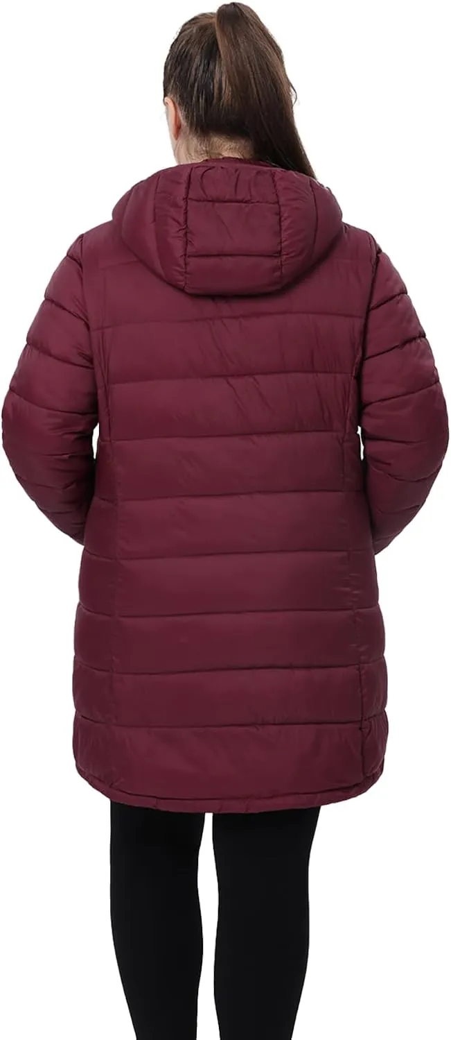 Plus Size Women Packable Puffer Jacket 1X-6X Water-Resistant Lightweight Coat Detachable Hood(Exclusively for Plus Size)