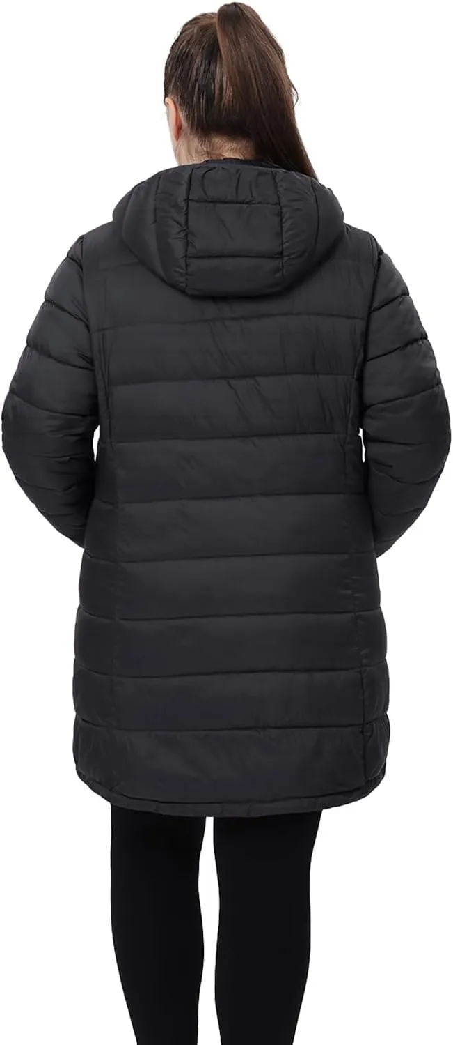 Plus Size Women Packable Puffer Jacket 1X-6X Water-Resistant Lightweight Coat Detachable Hood(Exclusively for Plus Size)