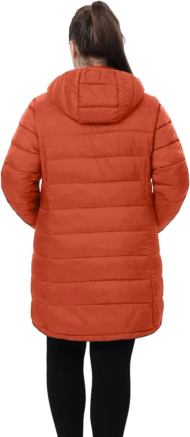 Plus Size Women Packable Puffer Jacket 1X-6X Water-Resistant Lightweight Coat Detachable Hood(Exclusively for Plus Size)