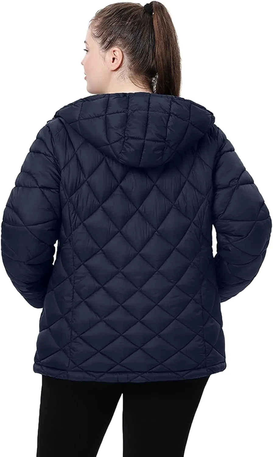 Plus Size Women's Packable Puffer Jacket 1X-5X Water-Resistant Lightweight Winter Coat(Exclusively for Plus Size)