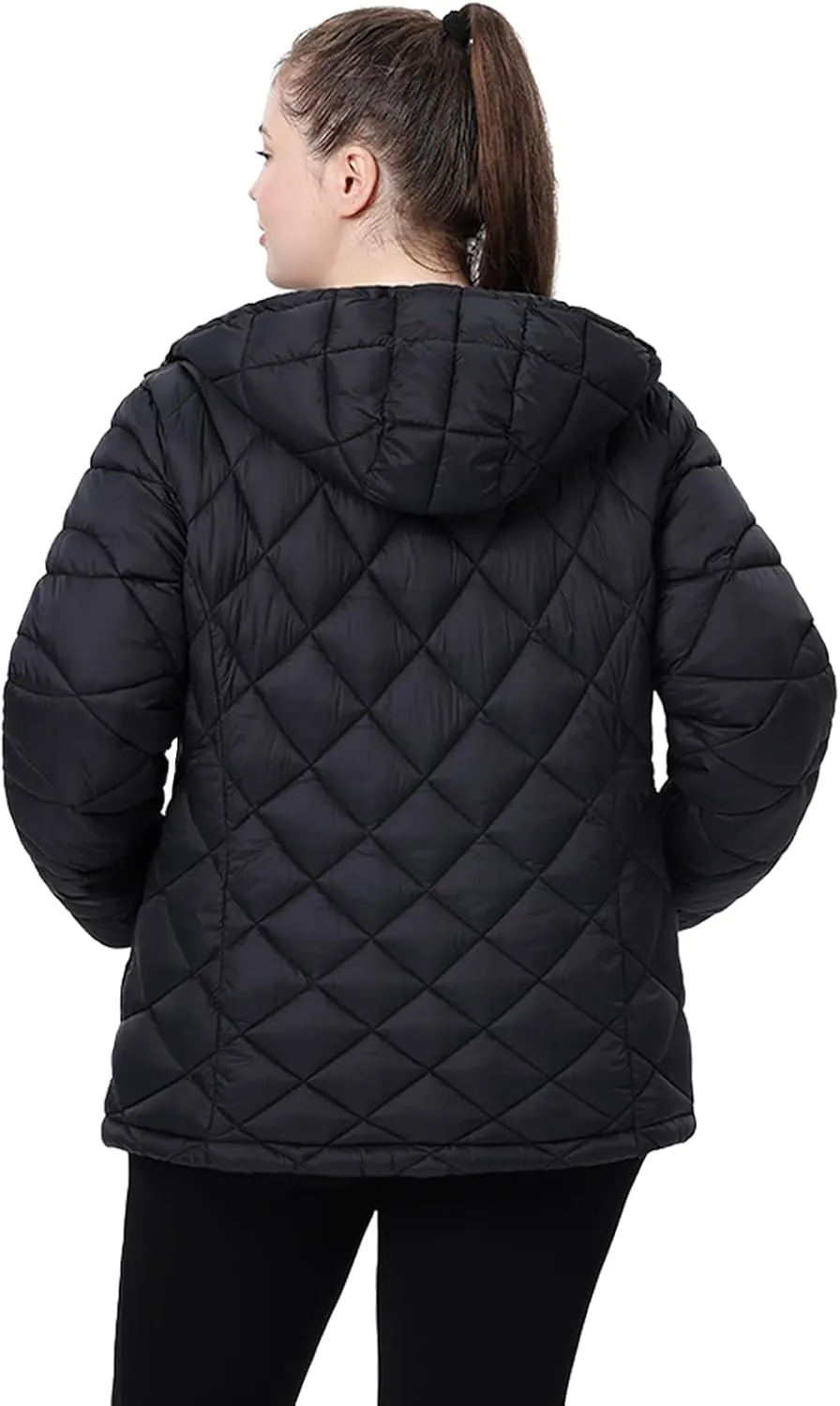 Plus Size Women's Packable Puffer Jacket 1X-5X Water-Resistant Lightweight Winter Coat(Exclusively for Plus Size)