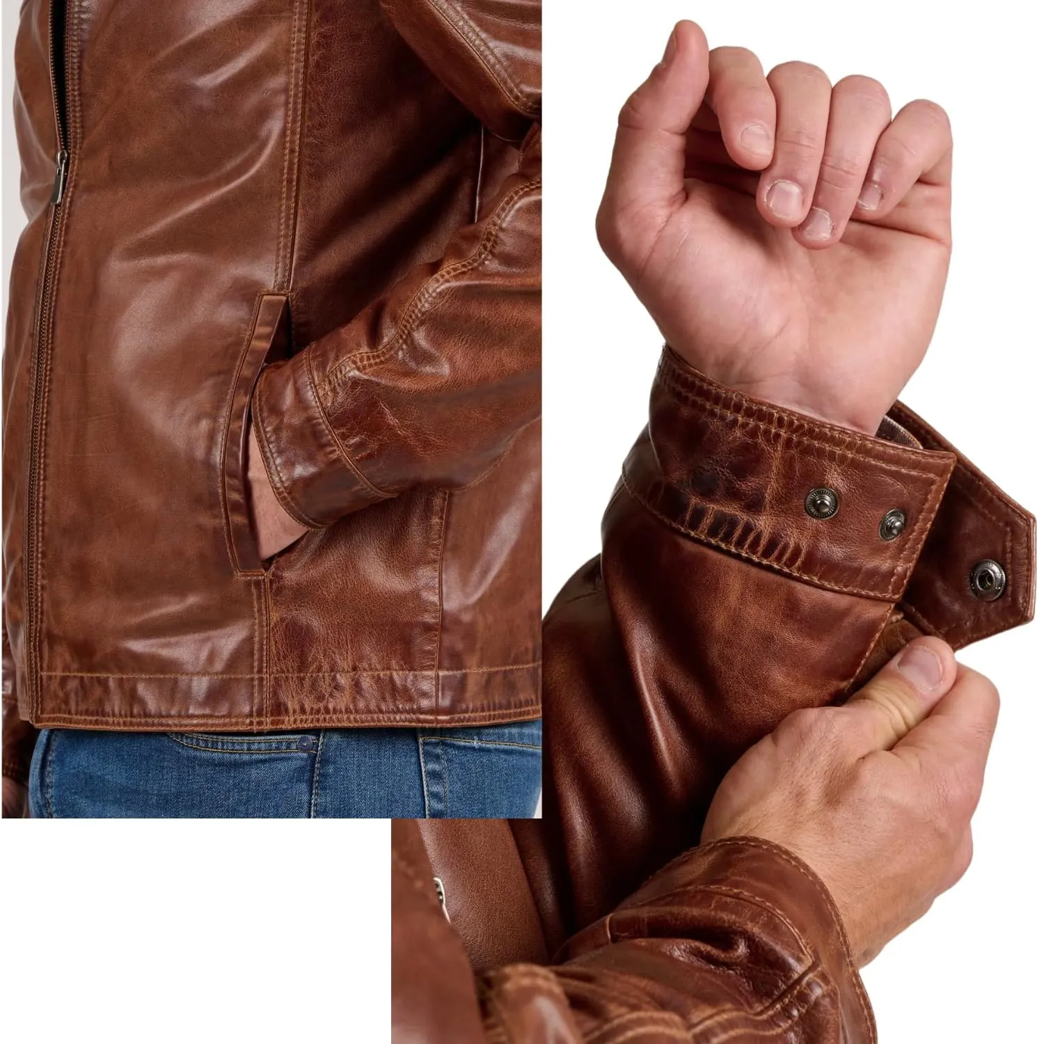 Polo Collar Premium Leather Jacket Men - Classic Style Everyday Wear Real Lambskin Mens Leather Jackets