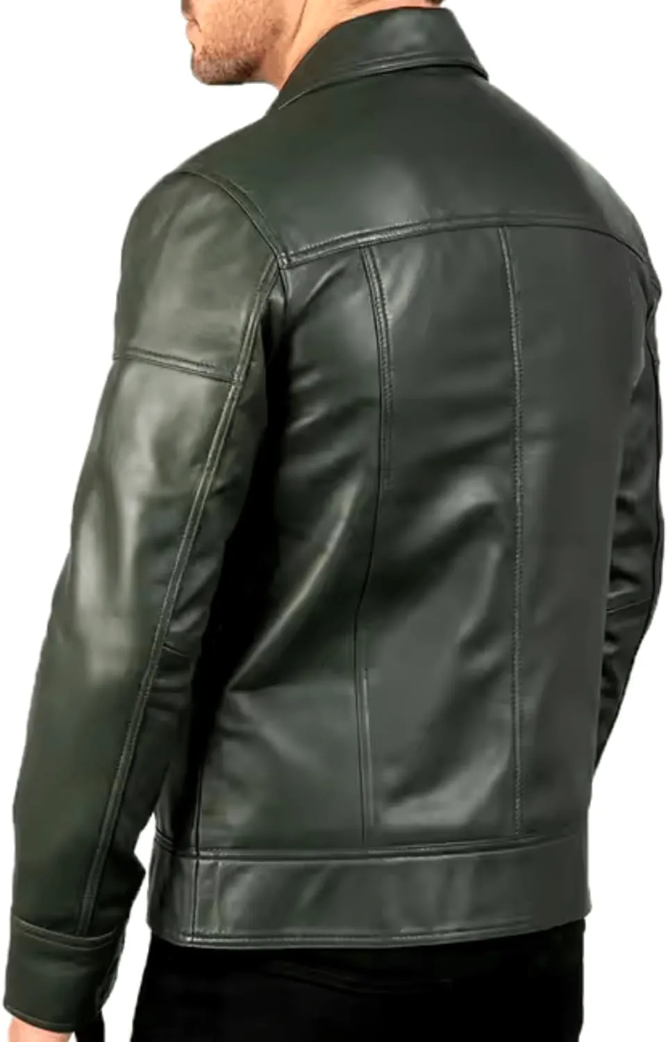 Polo Collar Premium Leather Jacket Men - Classic Style Everyday Wear Real Lambskin Mens Leather Jackets
