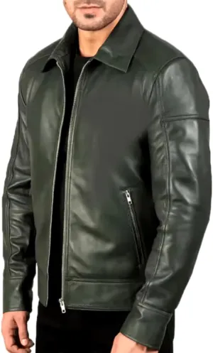 Polo Collar Premium Leather Jacket Men - Classic Style Everyday Wear Real Lambskin Mens Leather Jackets